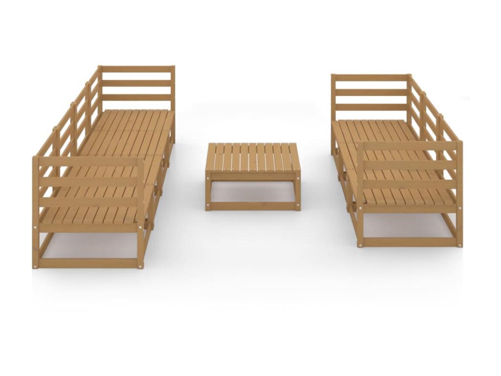 8-piece garden furniture set, honey brown, solid pine wood, 4 TWVW88358