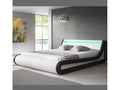 Double bed with storage 160x200cm in White and Black with LED Parisina FNHX99960
