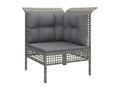 Garden corner sofa with grey cushion, resin wicker ETGJ85217