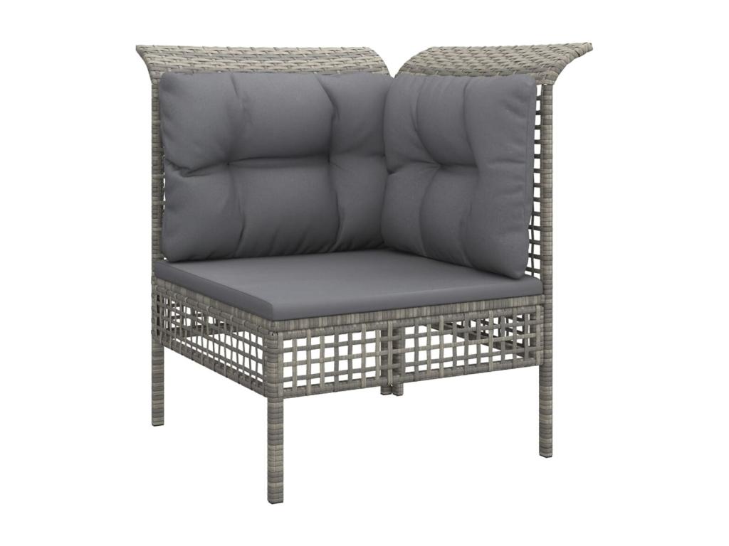 Garden corner sofa with grey cushion, resin wicker ETGJ85217