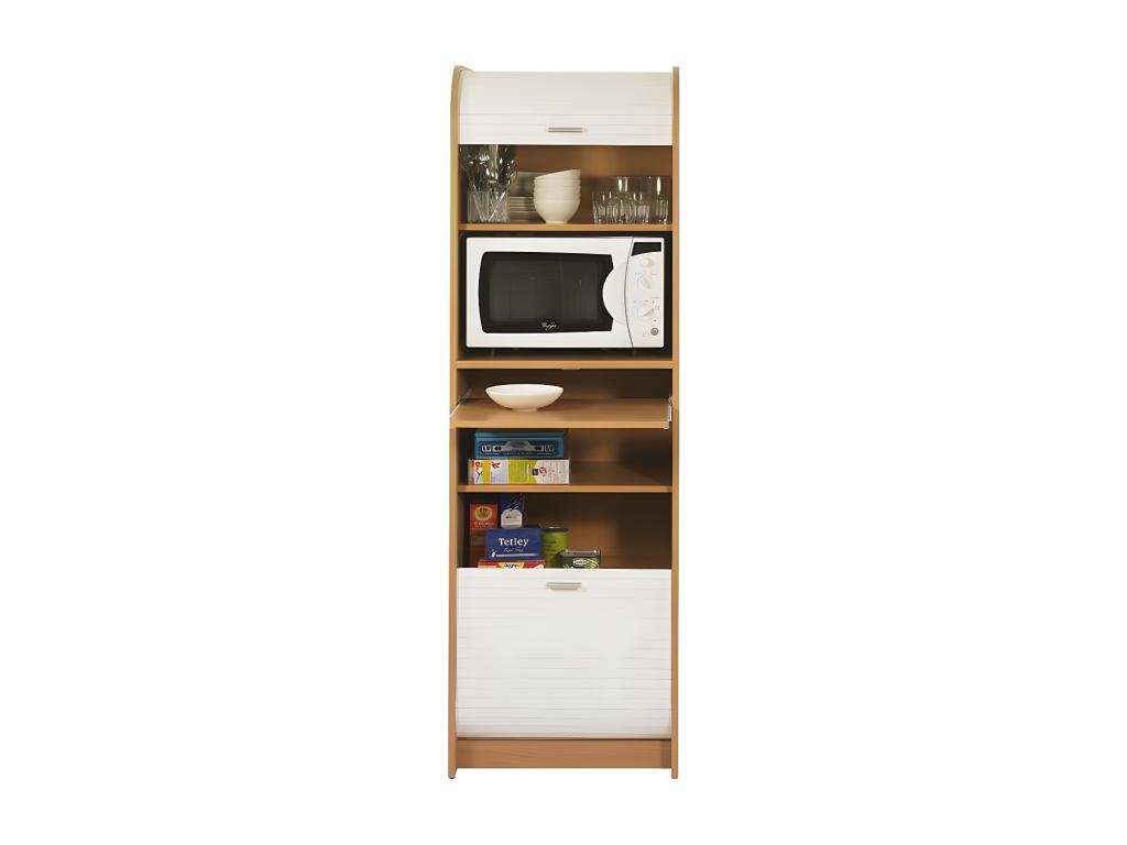 Tall kitchen cabinet with sliding doors, beech wood - Artigeo INEP81220