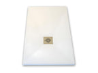 Extra-flat 90x190 cm PURE shower tray in white slate-effect resin with white drain cover PRIZ15622
