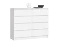 Cosymeub K120 White Chest of Drawers, 120 cm, 8 Drawers, White Front, 120x40x99 cm, MMLX56844