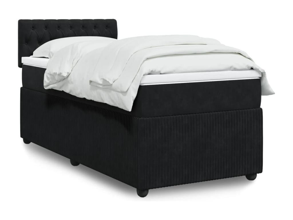 Luxameub bed base and mattress, black, 80x200 cm, velvet, SQZB92011