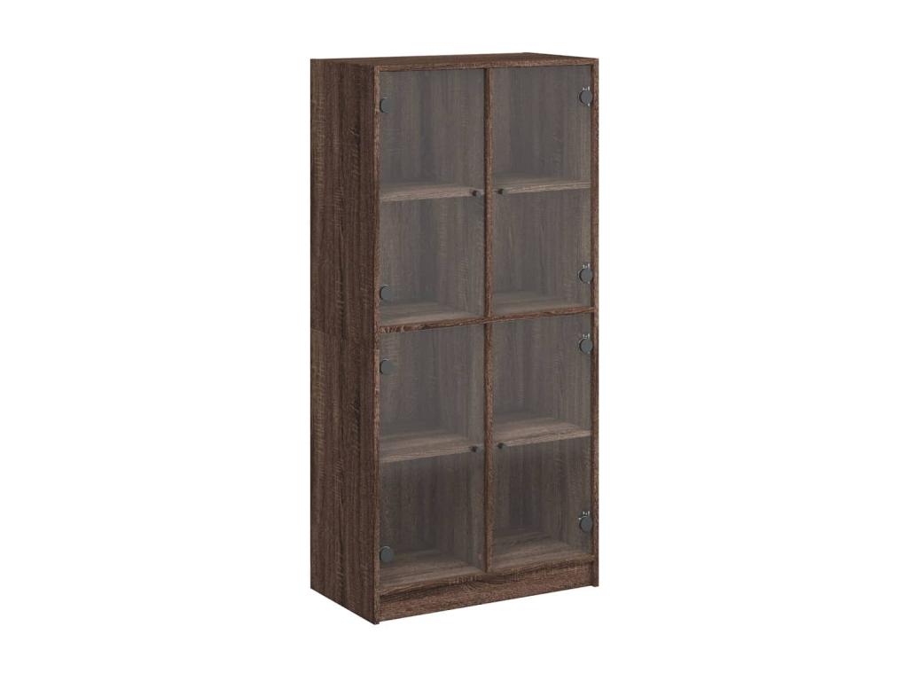 High sideboard with brown oak doors, engineered wood OZOW87232