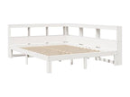 White 160x200 cm solid pine wood bookcase bed without mattress QXNR34613