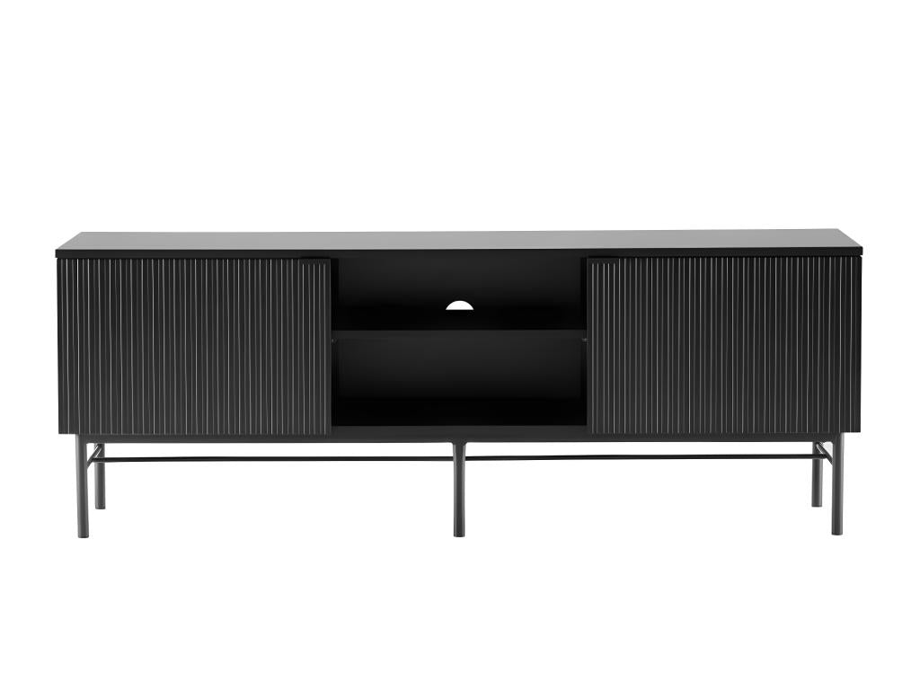 Luxameub - TV stand with 2 doors and 2 shelves in wood and metal, 150cm wide - Black ZWJV36900