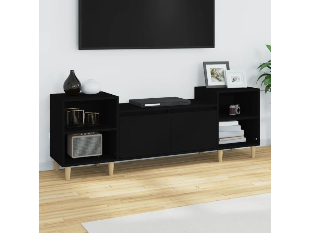 Black TV stand 160x35x55 cm Engineered wood MWDN15339