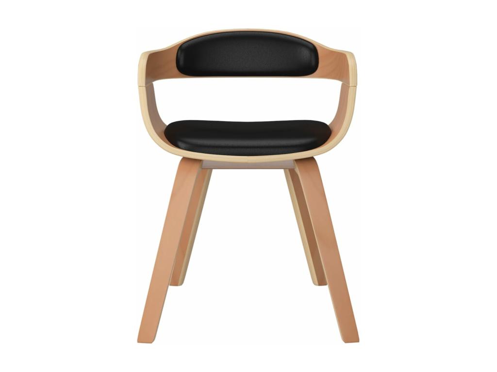 Black dining chair in bent wood and faux leather JTXA62196