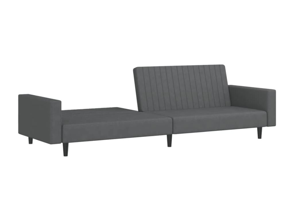 Dark grey velvet 2-seater sofa bed FFWR72423