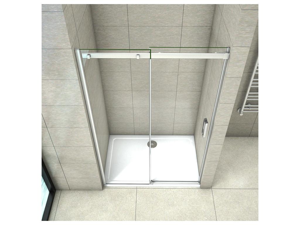 Sliding shower door 160x195cm, alcove installation, 8mm anti-limescale safety glass, chrome profile BVCQ65111