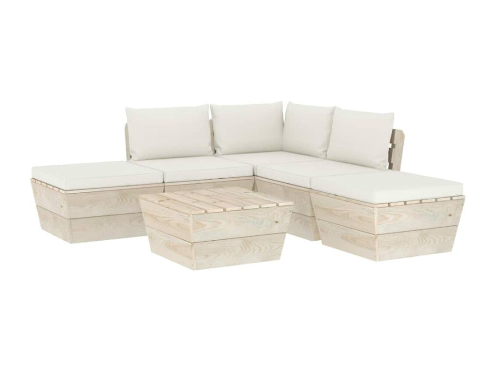 6-piece pallet garden furniture set with cushions, impregnated spruce MDQC72749