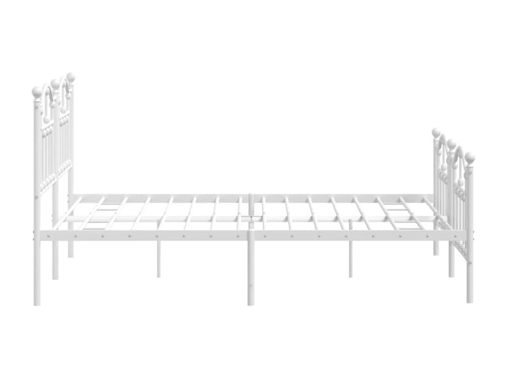 Metal bed frame with headboard and footboard, white, 140x200 cm, YUJL18479