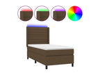 Upholstered bed base with mattress and LED lighting, dark brown, 100x200cm, fabric KIRQ91296