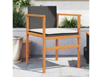 Garden chairs with cushions, set of 2, black woven resin and wood, FIDY89050