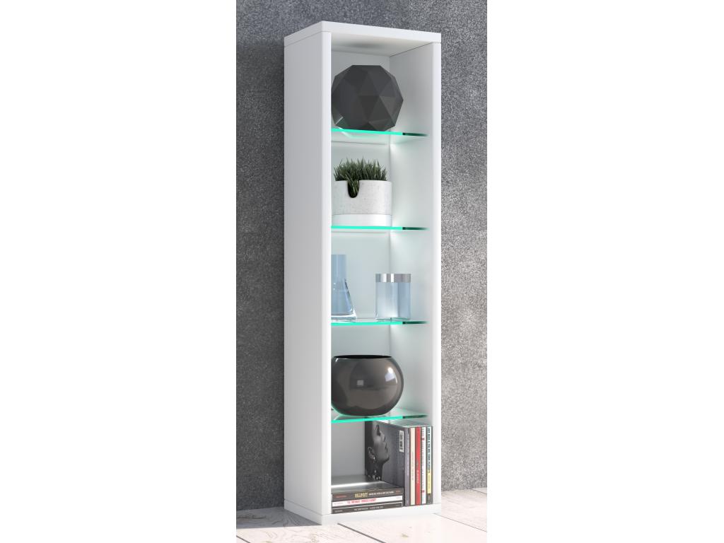 Luxameub Wooden CD/DVD Stand Storage Shelf on Foot Bookshelf Decorative Glass Shelf PINPAI White - 77 CWFD52184
