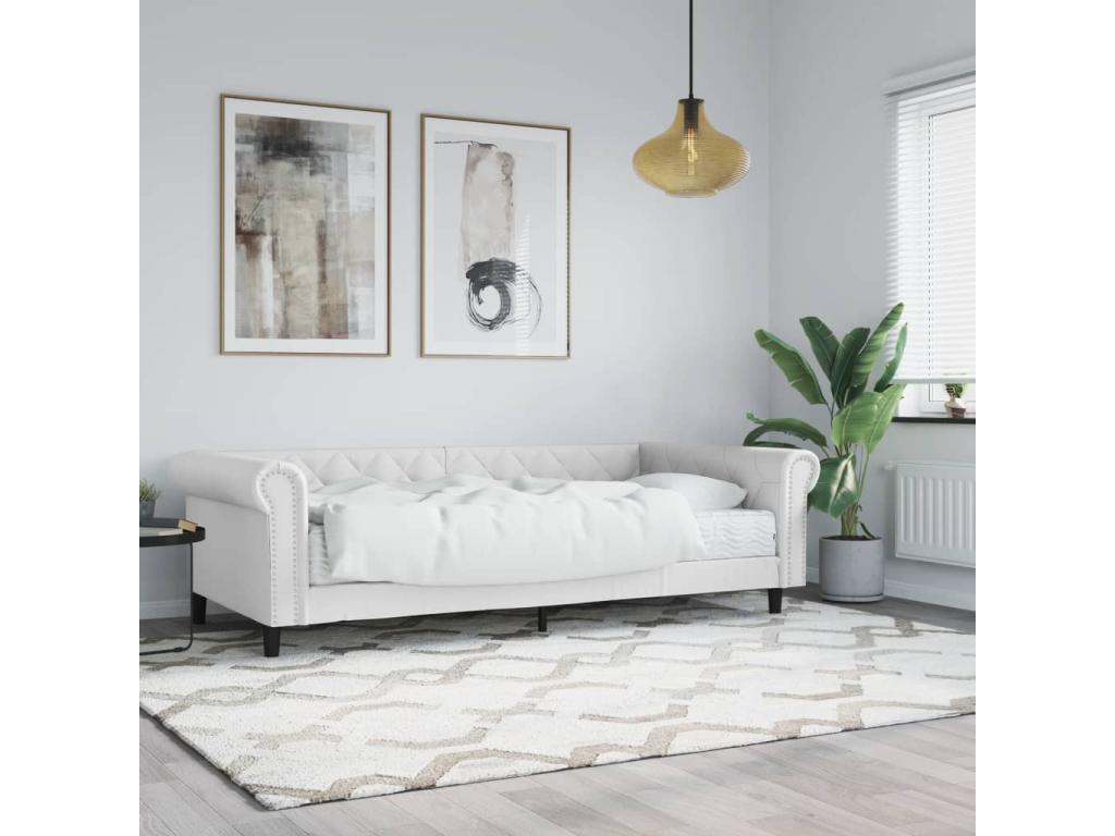 Daybed with white 90x200 cm faux leather mattress OYCQ06253