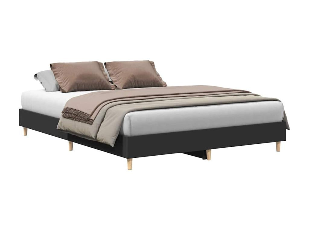 Black engineered wood bed frame without mattress, 140x200 cm BCWD72465