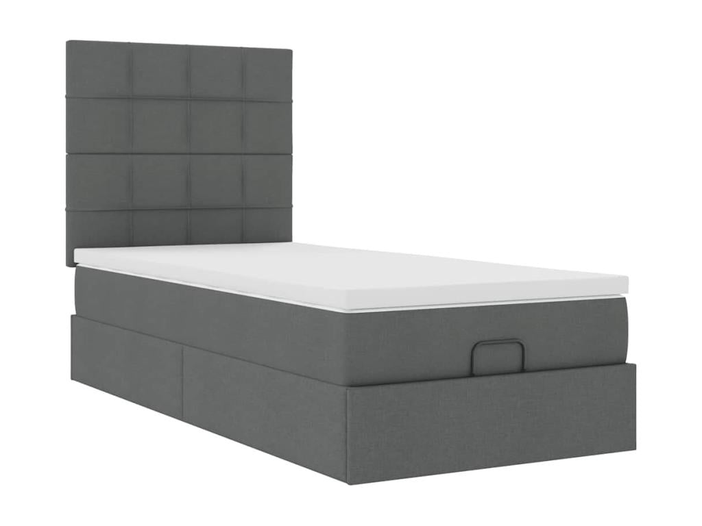 PINPAI bed frame with dark grey mattress 90x200 cm fabric NRKL98897