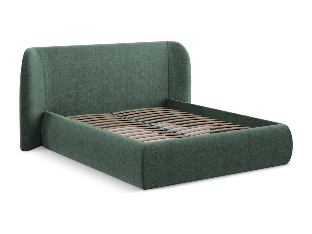 Chenille fabric storage bed 180x200 - green - Luxameub AQVS58987