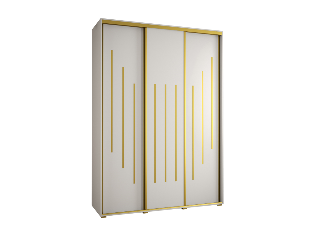 Luxameub 8 Sliding Door Wardrobe 235.2/170/60 3 Doors White/White/Gold NIFG64213