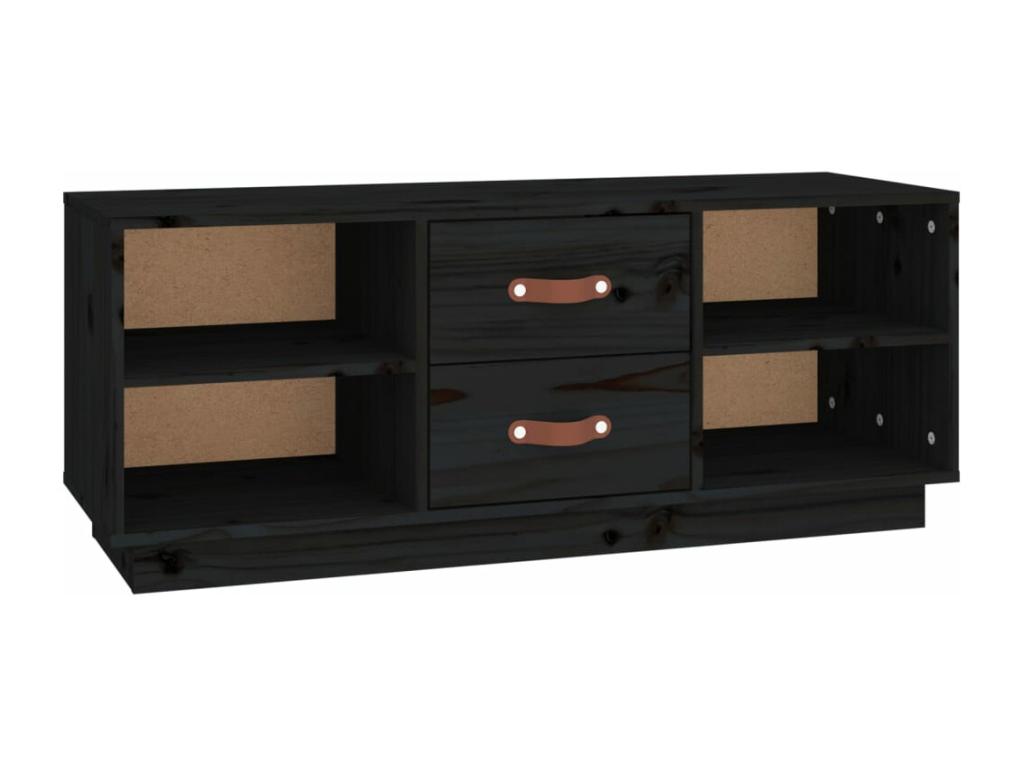 Black TV stand 100x34x40 cm Solid pine wood PGVP57935