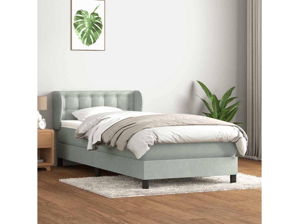 Luxameub bed base and light grey 90x210 cm velvet mattress DDEJ73421
