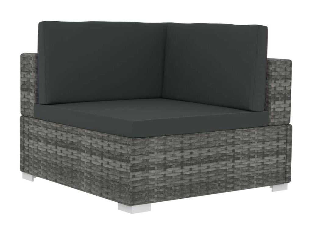 4-piece garden furniture set with cushions, grey wicker resin, DOAX17945