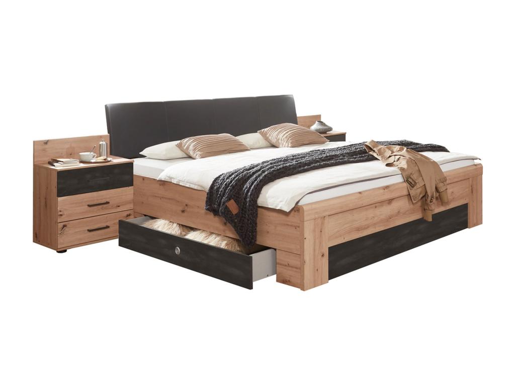 Luxameub Size 180x200 cm Double Adult Bed with 2 Bedside Tables and 2 Drawers (QPYO13936)
