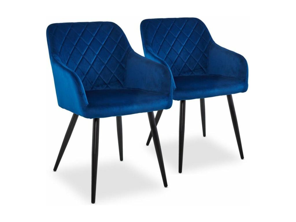 Set of 2 PINPAI Velvet Chairs 83cm Blue XXMK48108