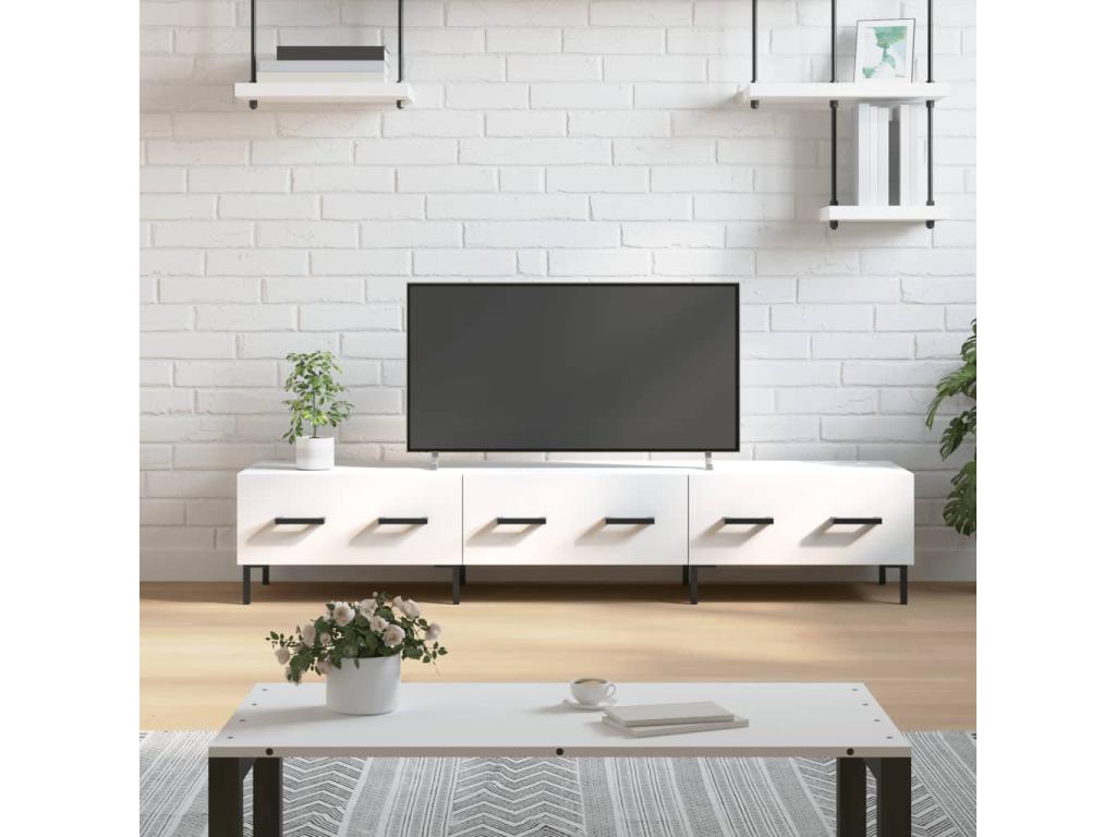 White TV stand 150x36x30 cm engineered wood YRXH50565