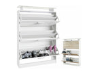 Matte White Shoe Cabinet with Grey Lacquered Front, WxHxD 89x128x23 cm TTAP53579