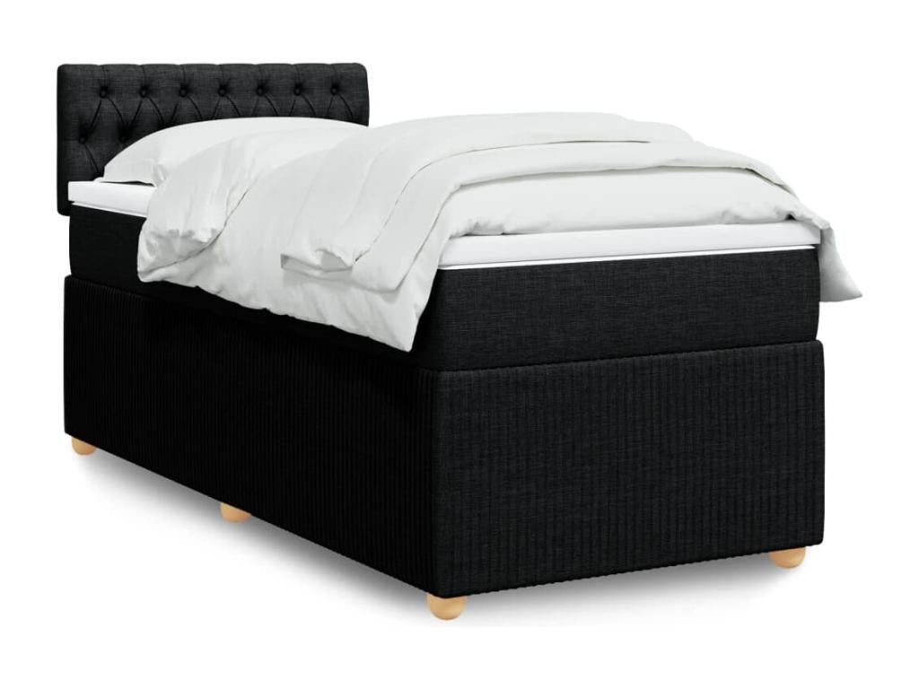 Cosymeub bed base with mattress, black, 100x200 cm, fabric, IQCL09079