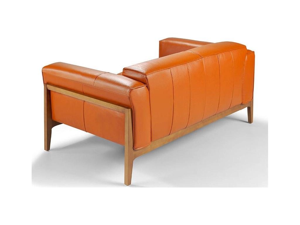 Luxameub 3-seater sofa in walnut wood and leather - Colour Luxameub 28 Mauve NYJT27192