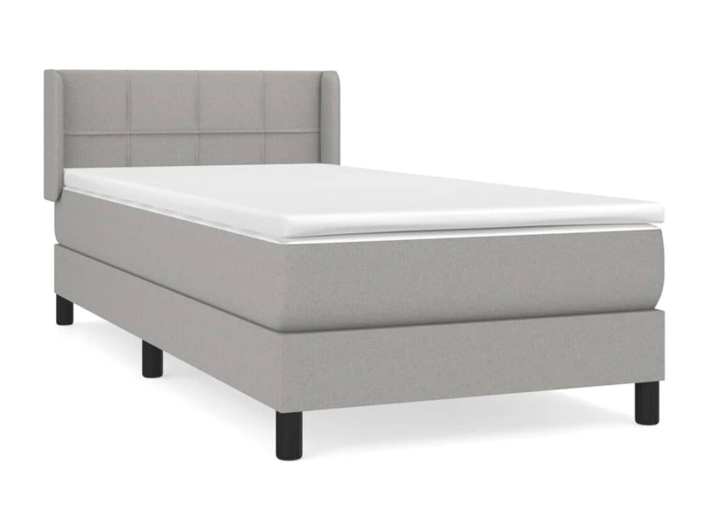 Upholstered bed base and mattress, light grey, 90x190 cm, fabric OVJJ21223