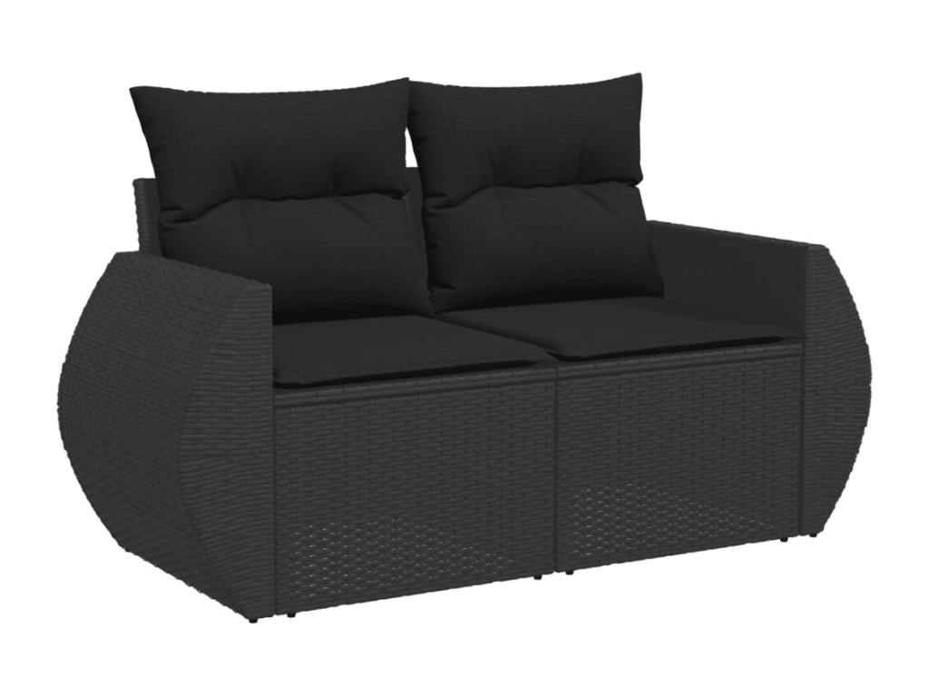 10-piece garden furniture set with cushions, black resin wicker VJQO35189
