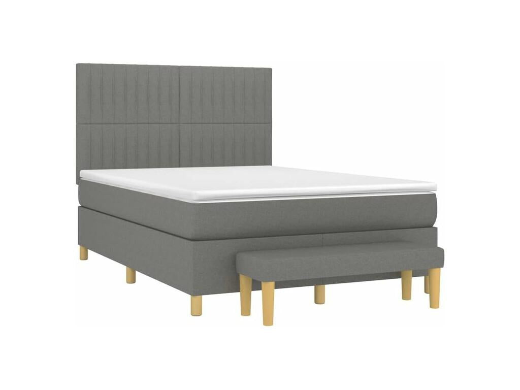 Cosymeub bed base with mattress, Dark Grey 140x190 Fabric EINV10332