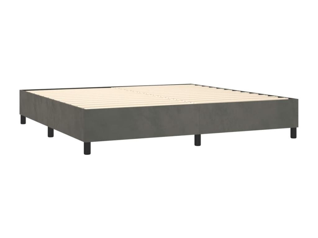 Upholstered bed base and mattress, Dark Grey 200x200cm Velvet JXKF26217