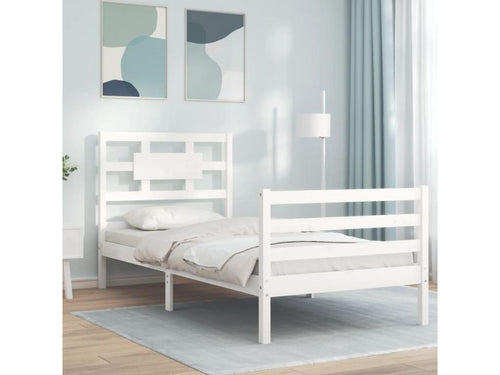 White bed frame and headboard 100x200 cm solid wood TUCA76677