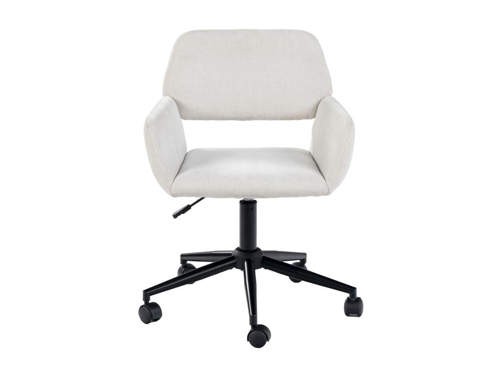 Scandinavian office chair in beige fabric, swivel, height adjustable, and 5 Luxameub KD CHENILLE BEIGE BLACK THYW12052