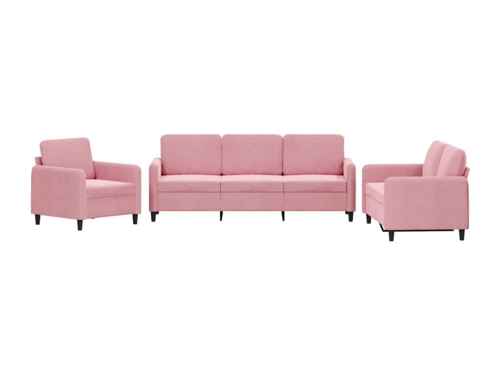 3-piece pink velvet sofa set XZAB56785