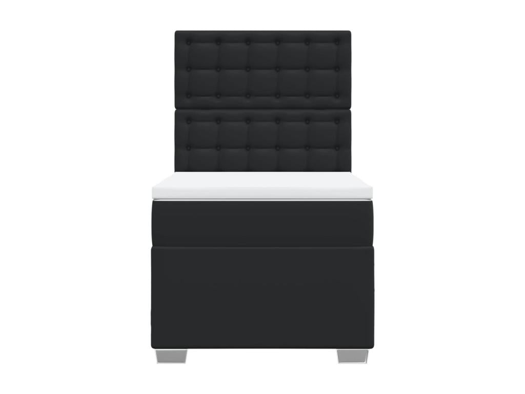 Luxameub bed base with mattress, black, 90x190 cm, faux leather, BOQO84445