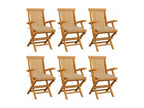 Garden chairs with beige cushions, set of 6, solid teak wood, GIKX64443