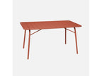 Folding metal garden table with 6 chairs - Cosymeub - Cosymeub - 141.2x80x72.5cm BMSR20060