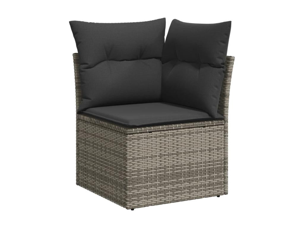 9-piece garden furniture set with grey resin wicker cushions DMMY14782