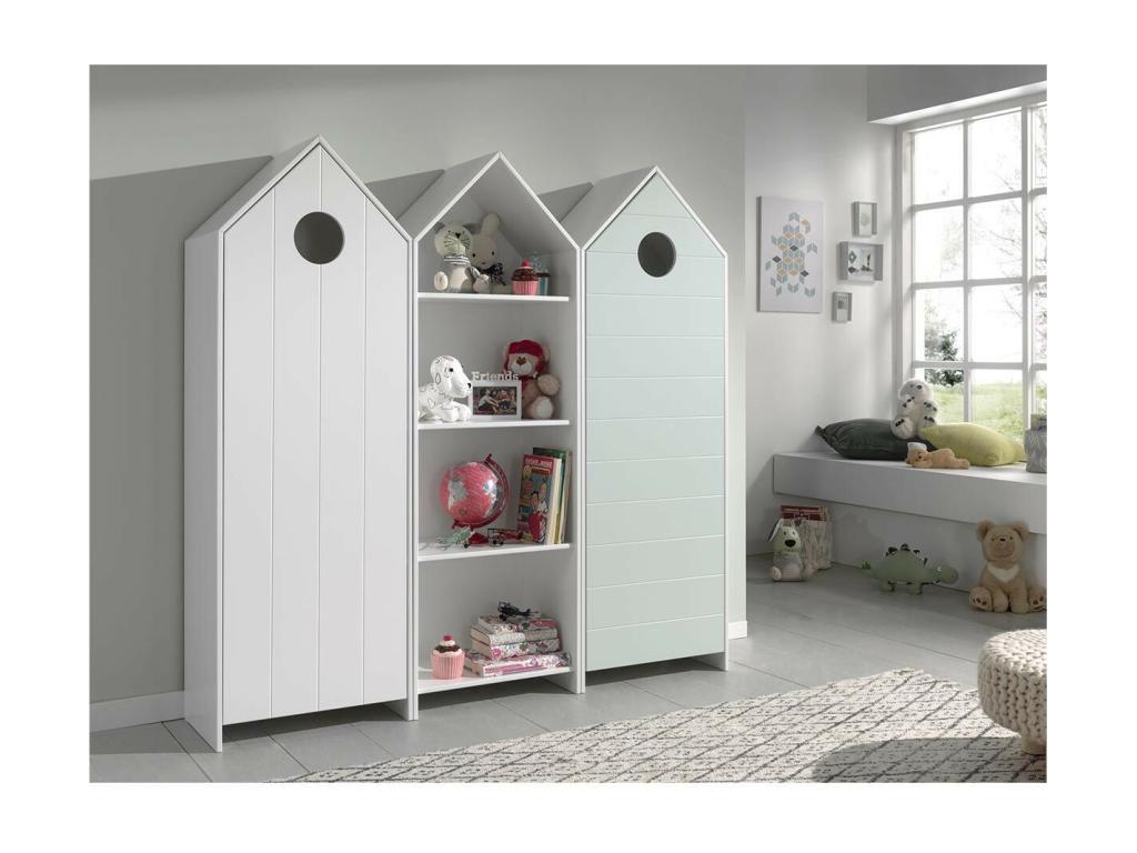 Pack - Children's Shelf / 2 Luxameub Cabinets White / Mint XFHT71005