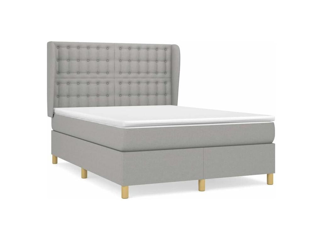 Luxameub bed base with light grey mattress 140x200 Fabric KEBA05369