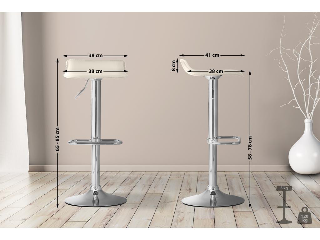 Bar stool - Faux leather / Chrome-plated metal - Cream - PINPAI QHJR02165