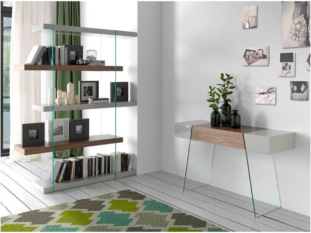 Modern console table in walnut and lacquer, Roma - Smoke color CDKQ36187