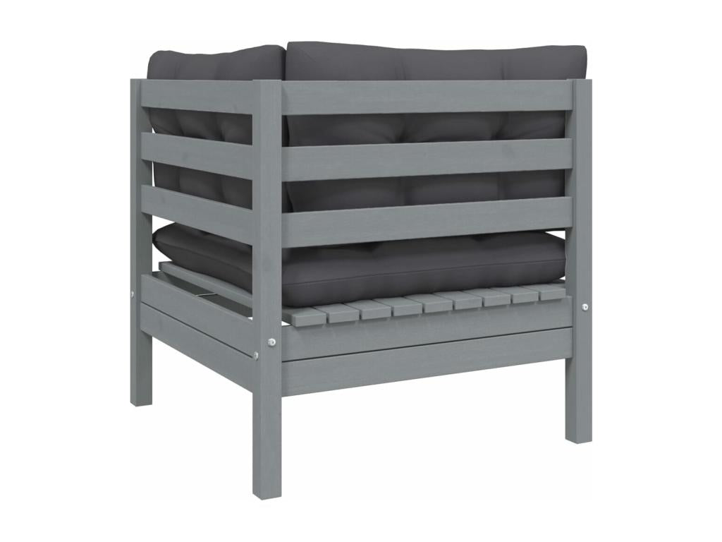 2-seater garden sofa and cushions, Grey, Solid pine wood, YFOF34363